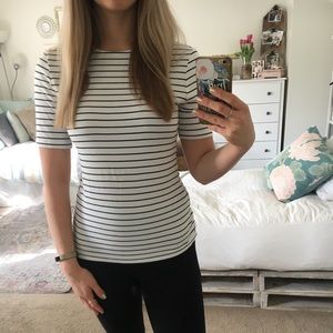 Black / white stripe top, with low scoop back